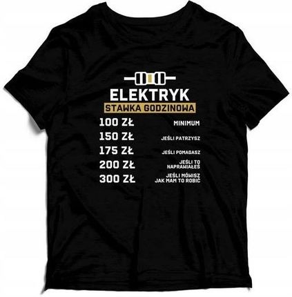 Koszulka JHK r. S czarna dla elektryka dla chłopaka dziewczyn śmieszne