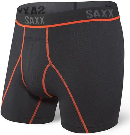 Bokserki do biegania męskie sportowe SAXX KINETIC HD Boxer Brief - czarne z czerwonymi szwami