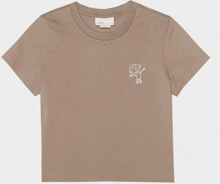 Damski t-shirt crop top z nadrukiem Outhorn OTHWSS24TTSHF1479 - brązowy