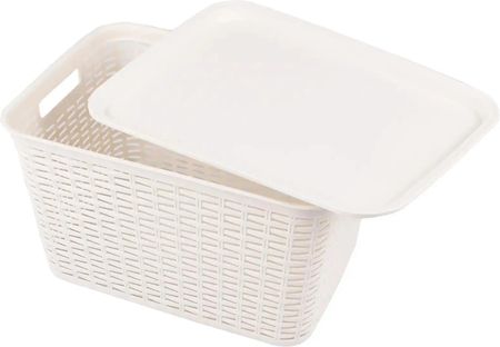 Pojemnik Kosz z Pokrywką Plastikowy Duży Pudło Pojemniki 20L Biały