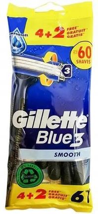 Gillette Maszynki do golenia Blue 3 smooth (4+2) 6 sztuk