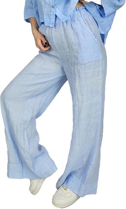 Szerokie spodnie z lnu lniane kuloty z szeroka nogawką LAILA