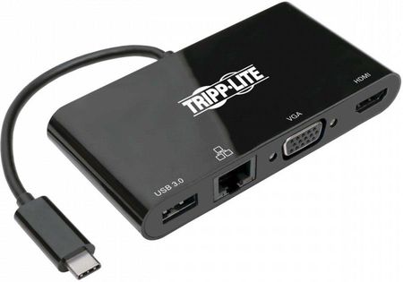 Eaton Wieloportowy adapter USB-C 4K HDMI, VGA, USB-A, GbE, HDCP U444-06N-HV4GUB Czarny (U44406NHV4GUB)