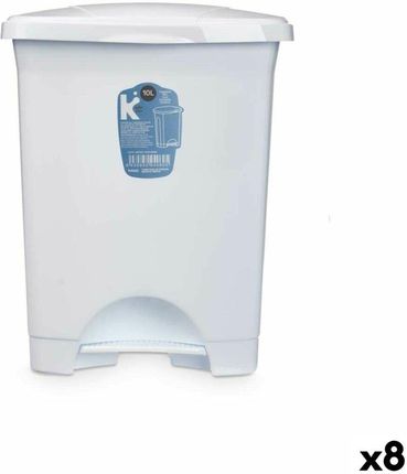 Bigbuy Home Emaga Kosz Na Śmieci Z Pedałem Biały Plastikowy 10L (8 Sztuk) (S3632343)