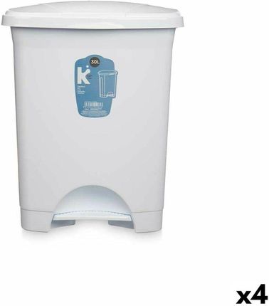 Bigbuy Home Emaga Kosz Na Śmieci Z Pedałem Biały Plastikowy 30L (4 Sztuk) (S3632351)