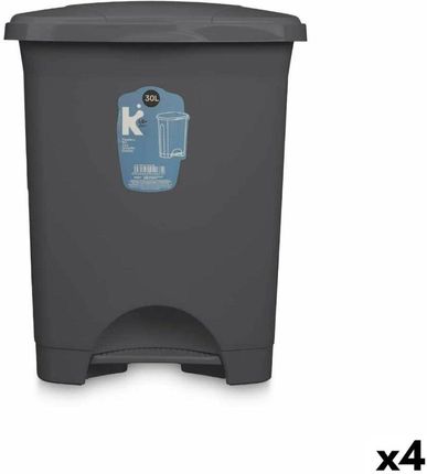 Bigbuy Home Emaga Kosz Na Śmieci Z Pedałem Antracyt Plastikowy 30L (4 Sztuk) (S3632355)