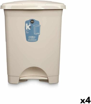 Bigbuy Home Emaga Kosz Na Śmieci Z Pedałem Beżowy Plastikowy 30L (4 Sztuk) (S3632357)