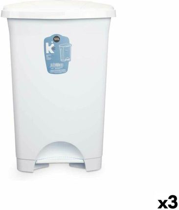 Bigbuy Home Emaga Kosz Na Śmieci Z Pedałem Biały Plastikowy 50L (3 Sztuk) (S3632359)