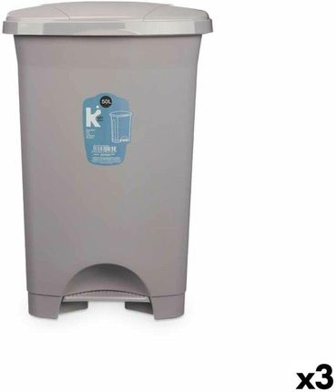 Bigbuy Home Emaga Kosz Na Śmieci Z Pedałem Szary Plastikowy 50L (3 Sztuk) (S3632361)