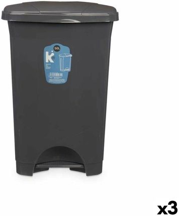 Bigbuy Home Emaga Kosz Na Śmieci Z Pedałem Antracyt Plastikowy 50L (3 Sztuk) (S3632363)