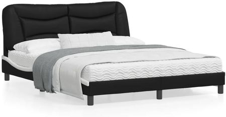 vidaXL Rama łóżka z zagłówkiem czarno biała 160x200 cm ekoskórą 3208014