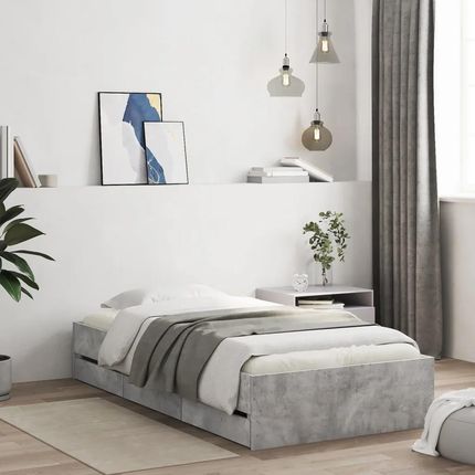 vidaXL Rama łóżka z szufladami szarość betonu 90x200 cm 3207297