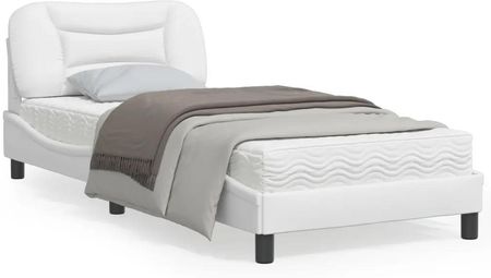 vidaXL Rama łóżka z zagłówkiem biała 90x190 cm obite sztuczną skórą 3207968