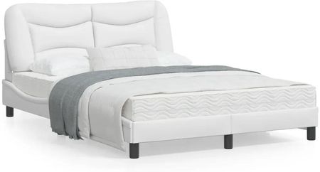vidaXL Rama łóżka z zagłówkiem biała 140x190cm obita sztuczną skórą 3207996