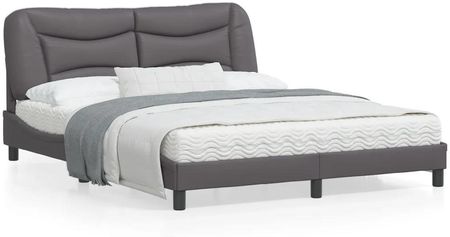 vidaXL Rama łóżka z zagłówkiem szara 160x200cm obite sztuczną skórą 3208012