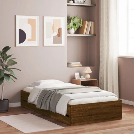 vidaXL Rama łóżka z szufladami brązowy dąb 90x200 cm 3207300