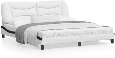 vidaXL Rama łóżka z zagłówkiem biało czarna 180x200 cm ekoskóra 3208022