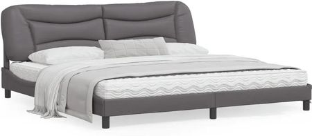vidaXL Rama łóżka z zagłówkiem szara 200x200 cm sztuczna skóra 3208026