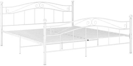 Elior Białe duże łóżko metalowe z zagłówkiem 180x200 cm Zaxter 38788
