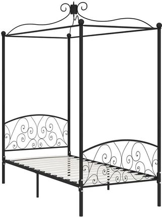 Elior Czarne metalowe łóżko z baldachimem 90x200 cm Orfes 38867