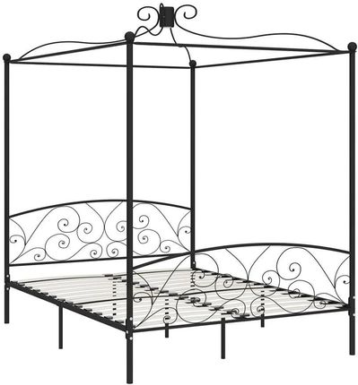 Elior Czarne metalowe łóżko z baldachimem 180x200 cm Orfes 38870