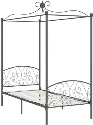 Elior Szare metalowe łóżko z baldachimem 100x200 cm Orfes 38891