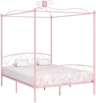 Elior Różowe metalowe łóżkoo małżeńskie 180x200 cm Orfes 38902