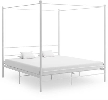 Elior Białe metalowe łóżko małżeńskie 200x200 cm Wertes 38991