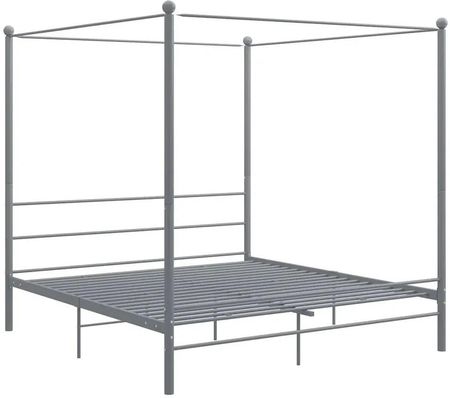 Elior Szare metalowe łóżko dwuosobowe z baldachimem 200x200 cm Wertes 39001