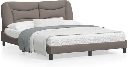 vidaXL Rama łóżka z zagłówkiem kolor taupe 160x200 cm obita tkaniną 3658521