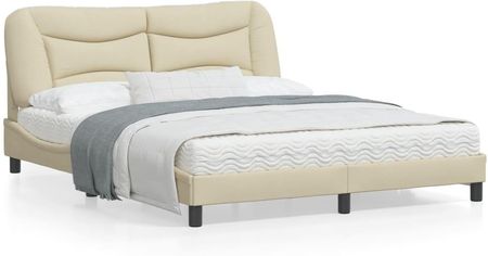 vidaXL Rama łóżka z zagłówkiem kremowa 160x200 cm obita tkaniną 3658685