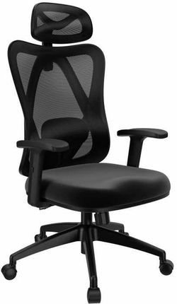 Pokar Ergonomiczny Fotel Biurowy Z Zaawansowanymi Funkcjami Regulacji, Krzesło Biurowe, Krzesło Obrotowe, Kolor Czarny + Czarne Nogi