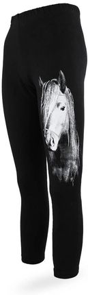 Dziewczęce legginsy , czarne, z nadrukiem (biały koń), Tup Tup