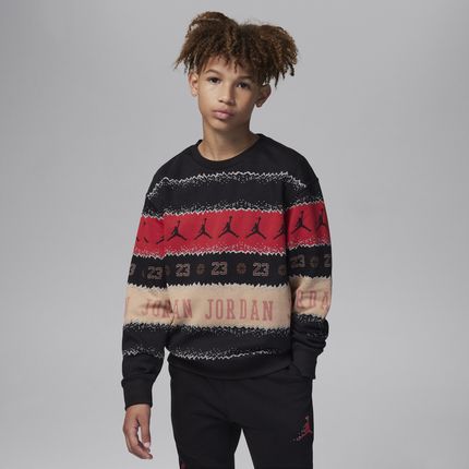 Bluza dla dużych dzieci Jordan MJ Holiday Fleece Crew - Czerń