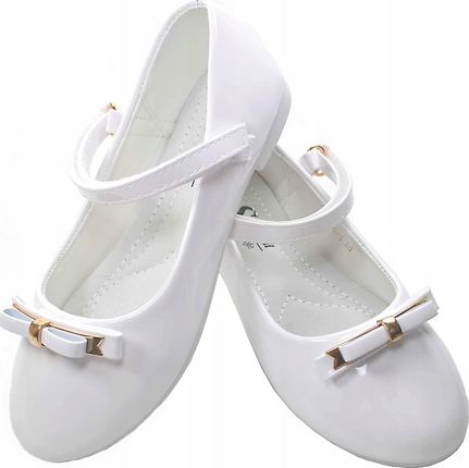 Białe Pantofelki buty komunijne dla dziewczynki balerinki komunia rozmiar30