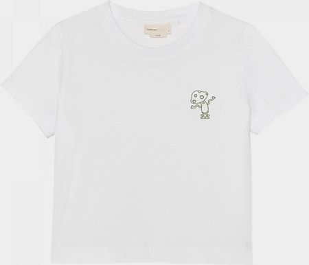 Damski t-shirt crop top z nadrukiem Outhorn OTHWSS24TTSHF1479 - biały