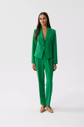 Jasno zielony garnitur damski ze spodniami na kant