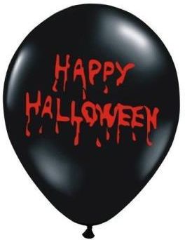 Balon Czarny Happy Halloween Czerwony 30Cm 1Szt A672D