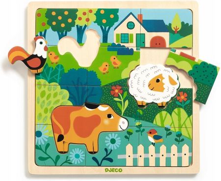 Djeco Edukacyjne Puzzle Drewniane Farma Dj01825