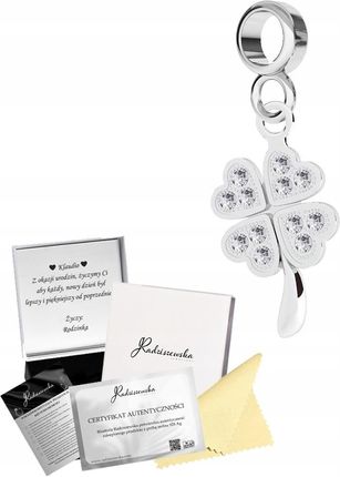 Charms Srebrny Koniczyna na Szczęście Moduł Prezent 925 Biżuteria ŻYCZENIA