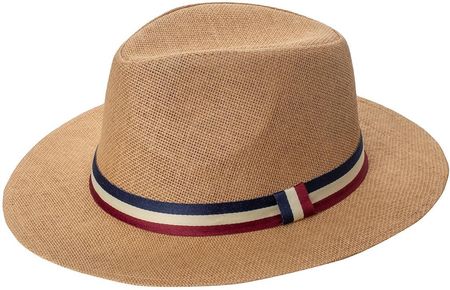 Męski kapelusz Panama z trzy kolorowym paskiem