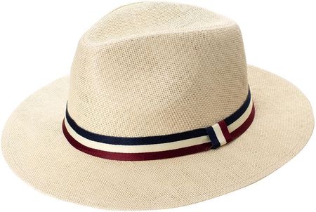 Męski kapelusz Panama z trzy kolorowym paskiem