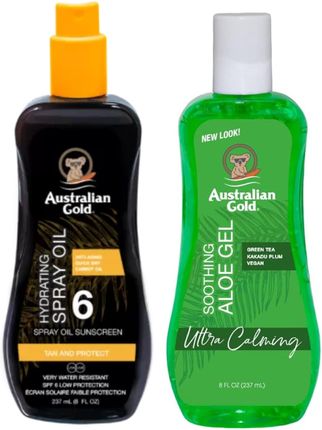 Australian Gold SPF6 Olejek W Sprayu Ochronny + Aloe Po Opalaniu