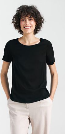 Bluzka basic z krótkim rękawem - czarny - B160 (kolor czarny, rozmiar 36)