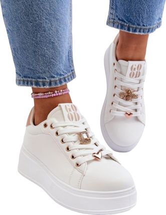 Białe buty sportowe sneakersy na platformie Lily Shoes EV307