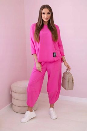Komplet bawełniany bluza + spodnie różowy