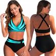 Strój Kąpielowy Dwuczęściowy Kostium Damski Bikini Wysoki Stan Push Up XL