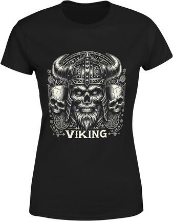 Wiking Viking Wikingowie Z Czaszka Damska koszulka (S, Czarny)