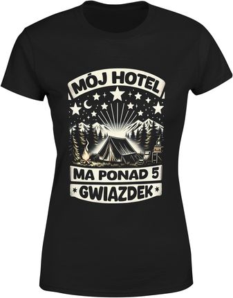 Mój hotel ma ponad 5 gwiazdek Namiot Las Natura Damska koszulka (XXL, Czarny)