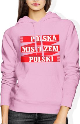 Polska mistrzem Polski euro 2024 Damska bluza z kapturem (S, Różowy)